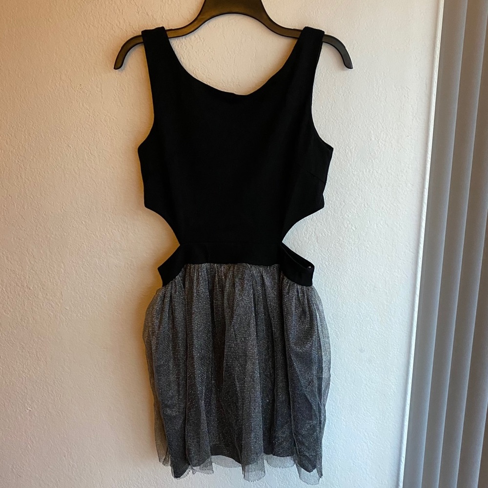 Black&Silver Waist cut-out Dress